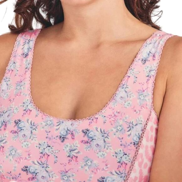 LoveShackFancy NEW Mikkel Floral One Piece Swimsuit in Pink White Blue Medium - Picture 3 of 12